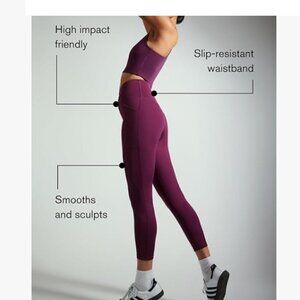 Compression Pocket Leggings for Women, High Rise Waist Pants Yoga Workout, XS